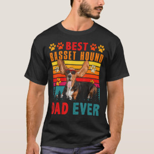 T-shirt Vintage Retro Best Basset Hound Papa Jamais mignon