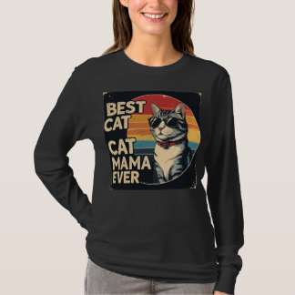 T-shirt Vintage Retro Best Cat Mama Ever Funny Cat Lover M