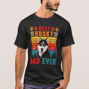 T-shirt Vintage Retro Best Husky Papa Jamais mignon Chien 