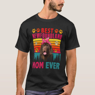 T-shirt Vintage Retro Best Newfoundland Mom Ever Cute Dog