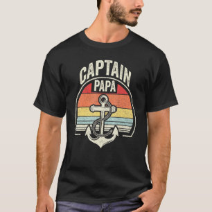 T-shirt Vintage Retro Captain Papa Bateau
