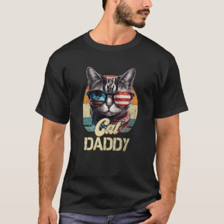 T-shirt Vintage Retro Cat Daddy Best Dad Funny Fathers Day