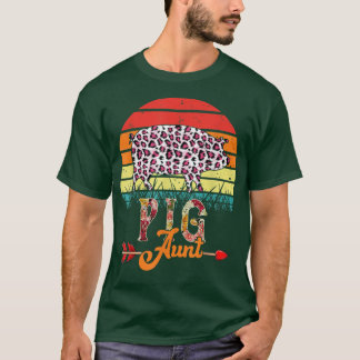 T-shirt Vintage Retro Cochon Tante Fleurs Léopard Cochon M
