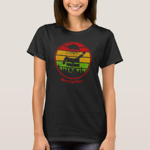 T-shirt Vintage Retro coucher de soleil Noël Santa Hat Bea