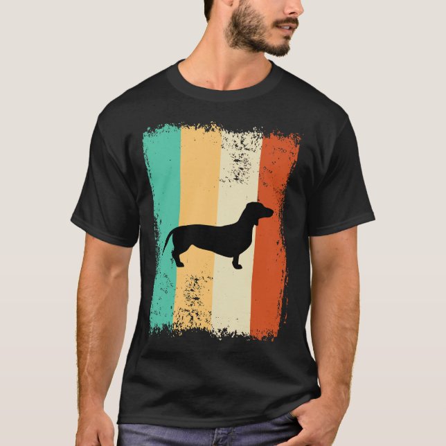T-shirt Vintage Retro Dachshund (Devant)