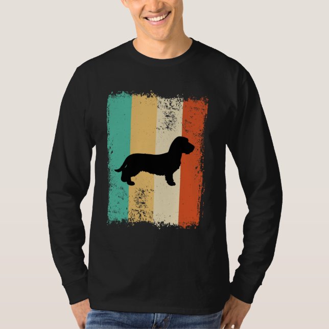 T-shirt Vintage Retro Dachshund Wirehaired (Devant)