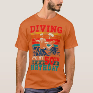 T-shirt Vintage Retro Diving Into My 50th Birthday Skydivi