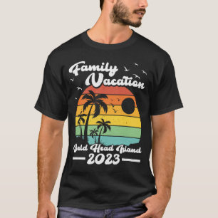 T-shirt Vintage Retro Famille Vacation 2023 Bald Head Isla