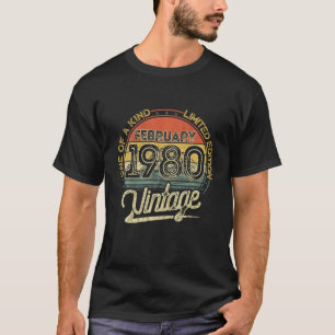 T-shirt Vintage Retro Février 1980 42E Cadeau Anniversaire