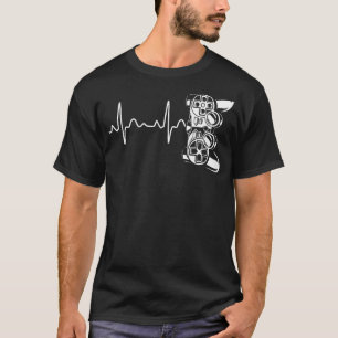 T-shirt Vintage Retro Gamer Heartbeat Shirt Funny Video Ga