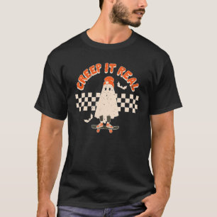 T-shirt Vintage Retro Halloween Creep it real Ghost Boy Fa