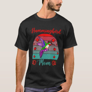 T-shirt Vintage Retro Hummingbird Maman Valentine Floral B