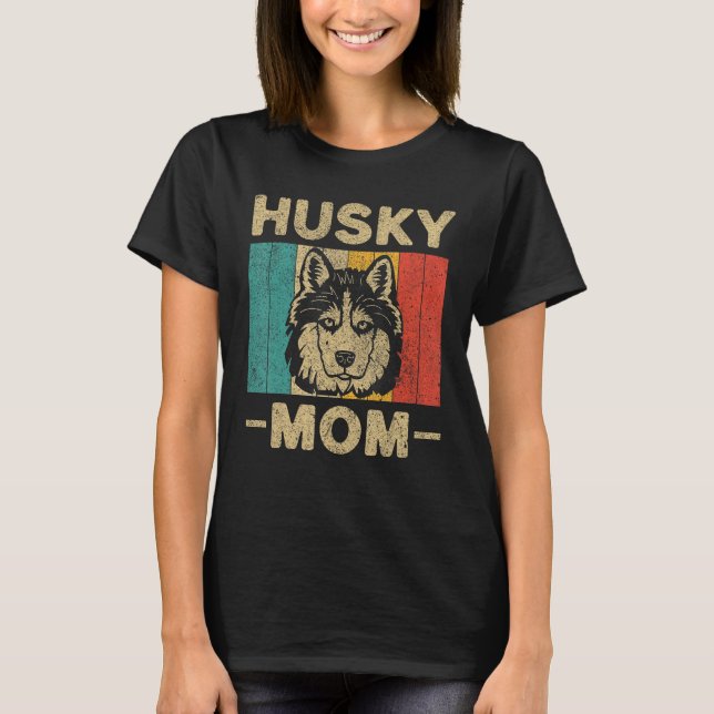 T-shirt Vintage Retro Husky Mom Dog Owner (Devant)