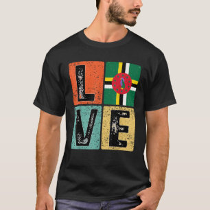 T-shirt Vintage Retro I Love Dominica Drapeau pour dominic