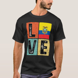 T-shirt Vintage Retro I Love Ecuador Drapeau Pour P Equato