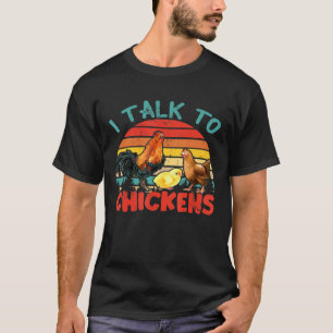 T-shirt Vintage Rétro Je Parle Aux Poules Fermier Poulet