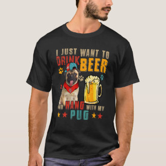 T-shirt Vintage Retro Je Veux Juste Boire Bière Et Hang W