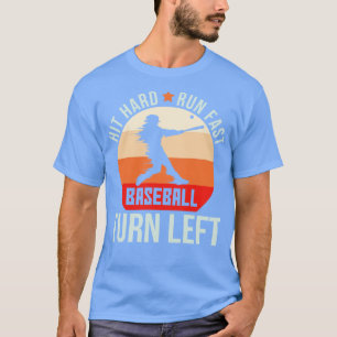 T-shirt Vintage Retro Jouer Hit Hard Run Fast Baseball T