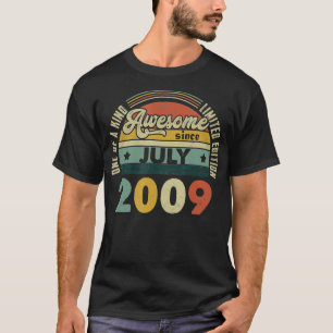T-shirt Vintage Retro Juillet 2009 12e cadeau d'anniversai