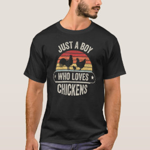 T-shirt Vintage Rétro Juste Un Garçon Qui Aime Les Poules