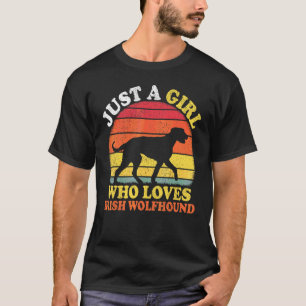 T-shirt Vintage Rétro Juste Une Fille Qui Aime Irish Wolfh