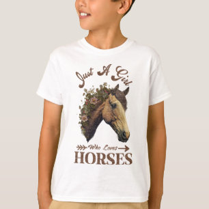 T-shirt Vintage Rétro Juste Une Fille Qui Aime Les Chevaux