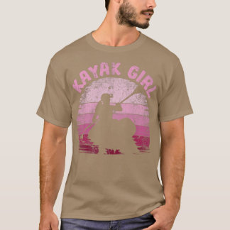 T-shirt Vintage Retro Kayak Girl Women Canoe Kayak Kayakin