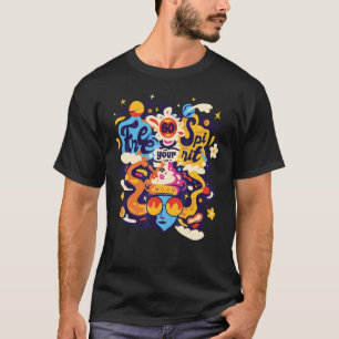 T-shirt Vintage Rétro Libère ton Esprit 60's Boho Paix Amo