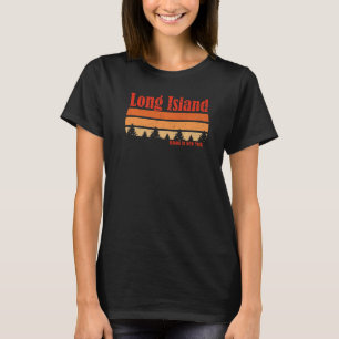 T-shirt Vintage Retro Long Island New York Patiné 70's