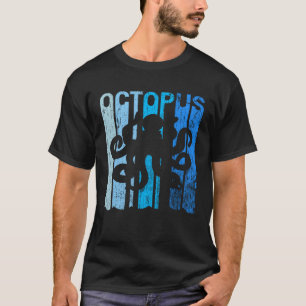 T-shirt Vintage Retro Love Octopus Silhouette Animal