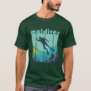 T-shirt Vintage Retro Maldives Plongée Cool Plongée Plongé