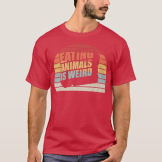 T-shirt Vintage Retro Manger Animaux Est Étrange Vegan Veg