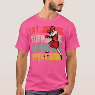 T-shirt Vintage Retro Manger Boxe de sommeil Répéter Joueu