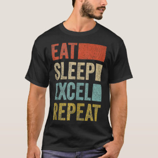 T-shirt Vintage Retro Manger Sleep Ecel Répéter Ecel Funny