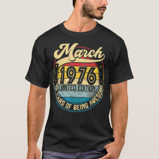 T-shirt Vintage Rétro Mars 1976 Cadeau d'anniversaire 45 a