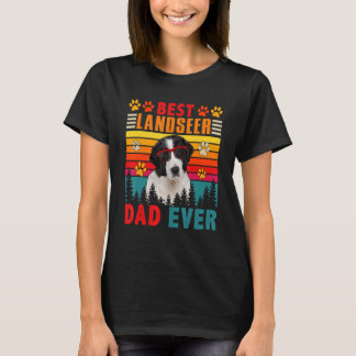 T-shirt Vintage Rétro Meilleur Papa Landseer Jamais Chien