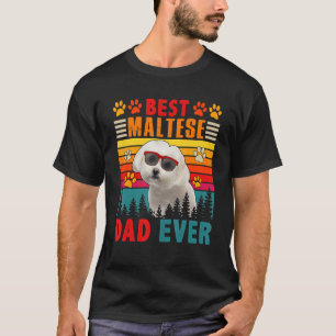 T-shirt Vintage Retro meilleur papa maltais jamais mignon 
