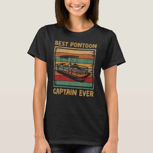 T-shirt Vintage Retro Meilleur Ponton Capitaine Jamais (Devant)