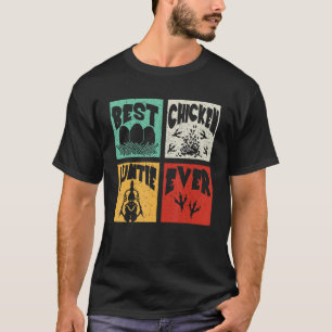 T-shirt Vintage Retro Meilleure chicken Auntie Jamais Farm