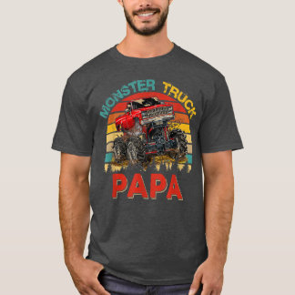T-shirt Vintage Retro Monster Truck Papa Driver Lover Feu