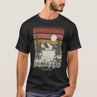 T-shirt Vintage Retro Nature Hills Lac Ours Camping Hikin