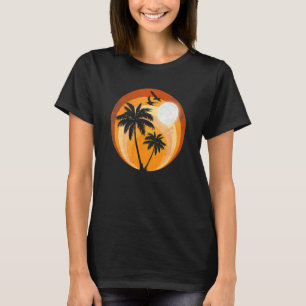 T-shirt Vintage Retro Palm Tree Sunset Plage tropicale Sum