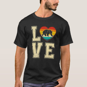 T-shirt Vintage Retro Panda Ours Coeur mignon Animaux Amou