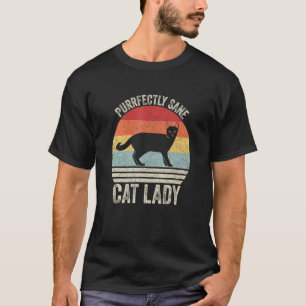 T-shirt Vintage Retro Parfaitement Sane Chat Lady Chat Lov