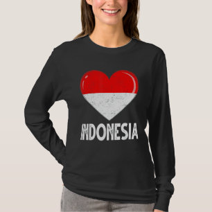 T-shirt Vintage Retro Patriotic Heart Indonésie Drapeau