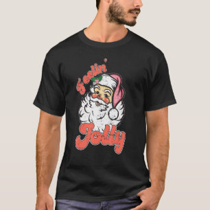 T-shirt Vintage Retro Père Noël Feelin Jolly Funny Fêtes d