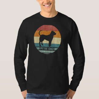 T-shirt Vintage Retro Pitbull Chien Papa Pittie Silhouette
