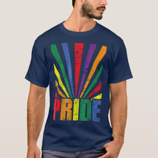 T-shirt Vintage Retro Pride LGB Rainbow Sunray Drapeau