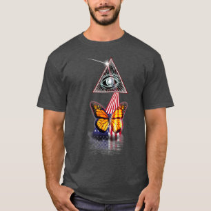 T-shirt Vintage Retro Prism US Drapeau Papillon