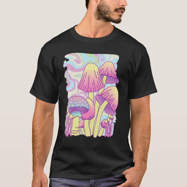 T-shirt Vintage Retro Psychedelic Champignons Trippy Hippi (Devant)